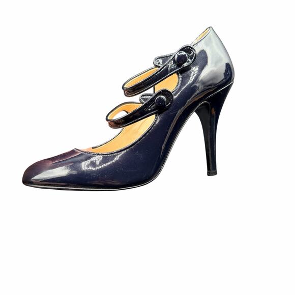 J.Crew Mona Navy Patent Leather Double-Strap Mary Jane Heels Sz 8 - Picture 12 of 12